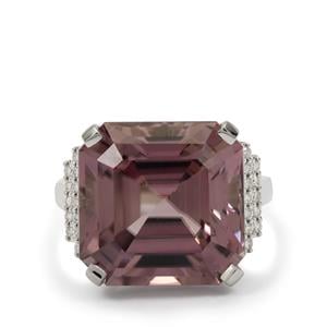 Pink Diaspore & Diamond Platinum 950 Arthur Ivy Ring MTGW 21.78cts