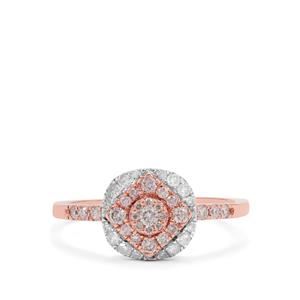 1/2ct Natural Pink & White Diamond 9K Rose Gold Ring 
