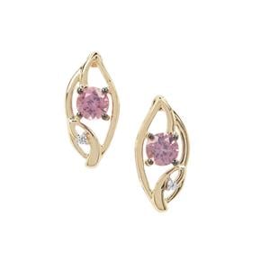 Pink Spinel Earrings with White Zircon in 9K Gold 0.71ct