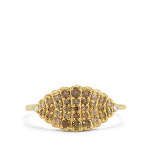 1/2ct Ombre Champagne, White Diamonds 9K Gold Ring 