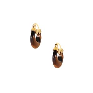 Yellow Tiger's Eye Earrings in Gold Tone Sterling Silver 12cts