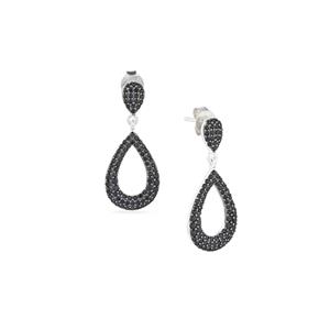 1.02cts Black Spinel Sterling Silver Earrings 