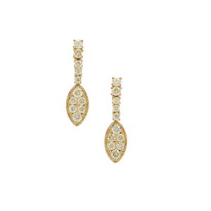 1ct Natural Canary Diamonds 9K Gold Earrings
