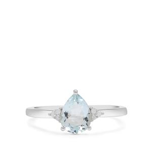 Aquamarine & Diamonds Sterling Silver Ring ATGW 0.85ct