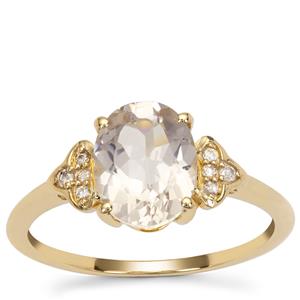 Alto Ligonha Morganite Ring with Pink Diamond in 9K Gold 1.65cts
