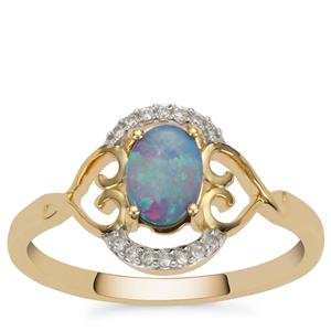 Crystal Opal on Ironstone & White Zircon 9K Gold Ring | Gemporia