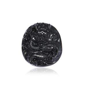 186.50cts Black Obsidian Carved Dragon Loose Stone (N) 
