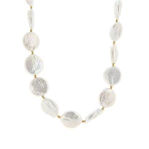 Aurora Effect Baroque Pearl Gold Tone Sterling Silver Necklace 