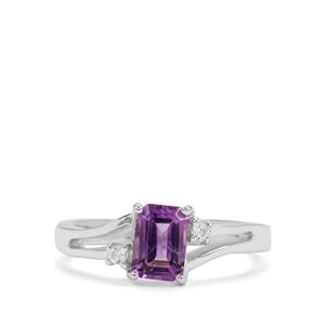 Moroccan Amethyst & White Zircon Sterling Silver Ring ATGW 1cts