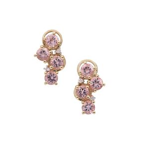 Cherry Blossom™ Morganite & Pink Diamond 9K Gold Earrings ATGW 1.25cts