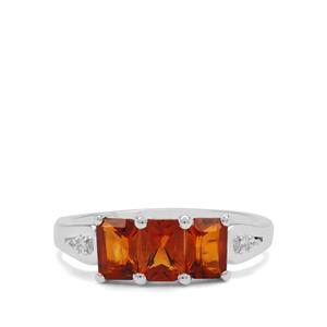 Madeira Citrine Ring with White Zircon in Sterling Silver 1.50cts