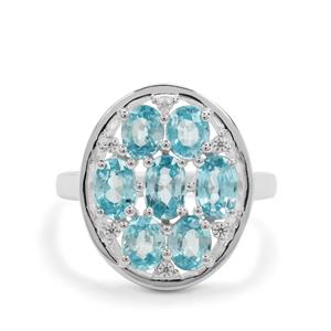 4.70ct Ratanakiri Blue, White Zircon Sterling Silver Ring