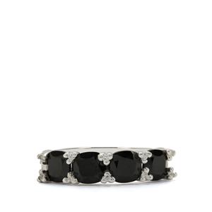 Black Spinel & White Zircon Sterling Silver Ring ATGW 2.25cts