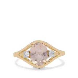 Nigerian Morganite Ring with White Zircon in 9K Gold 1.75cts
