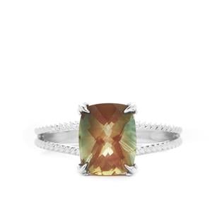 Green Colour Change Andesine Ring in Sterling Silver 2.50cts