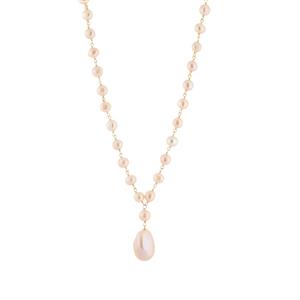 Baroque & Naturally Papaya Cultured Pearl Gold Tone Sterling Silver Necklace 