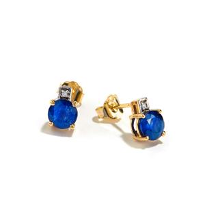 Blue Sapphire 9K Gold Earrings 