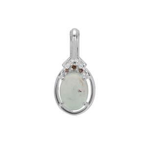 Gem-Jelly™ Aquaprase™ & Champagne Diamond Sterling Silver Pendant ATGW 1.30cts