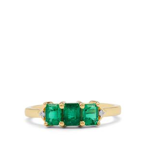 Panjshir Emerald & Diamond 18K Gold Lorique Ring MTGW 0.90ct