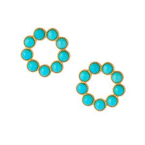 2cts Hubei Natural Turquoise Gold Tone Sterling Silver Earrings