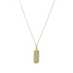 Amazonite Necklace in Gold Tone Sterling Silver 2cts