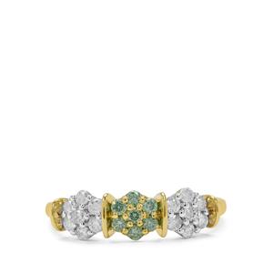 1/2ct Seafoam Green, Diamonds 9K Gold Ring 
