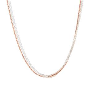 18" Two Tone Sterling Silver Altro Three Strand Tocalle Necklace 8.40g