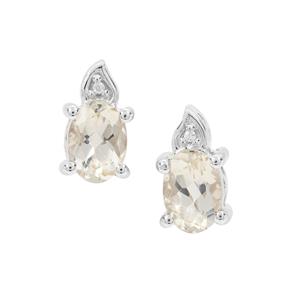 Serenite Earrings with White Zircon in Sterling Silver 1.51cts