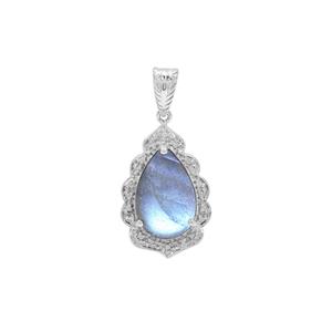 Labradorite Pendant with White Zircon in Sterling Silver 6.40cts