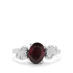Tocantin Garnet & White Zircon Sterling Silver Ring ATGW 2.45cts