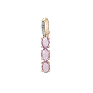 Rose Cut Purple Sapphire Pendant with White Zircon in 9K Gold 1.05cts