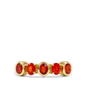 Songea Red Sapphire & White Zircon 9K Gold Ring ATGW 1.20cts