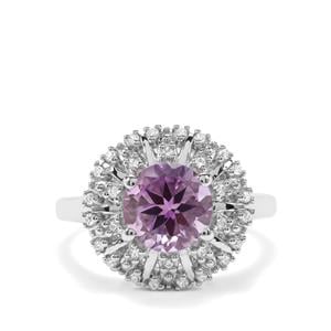 Moroccan Amethyst & White Zircon Sterling Silver Ring ATGW 1.97cts