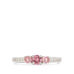 Mozambique Pink Spinel & White Zircon Sterling Silver Ring ATGW 0.75ct