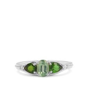 Odisha Kyanite, Chrome Diopside & White Zircon Sterling Silver Ring ATGW 1.30cts