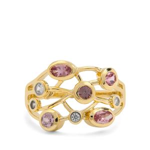Mahenge, Mozambique Pink Spinel & White Zircon 9K Gold Ring ATGW 1.25cts