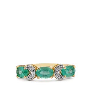 Malysheva Emerald & White Zircon 9K Gold Tomas Rae Ring ATGW 1.35cts