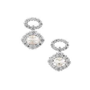 Itinga Petalite Earrings with White Zircon in Sterling Silver 1.80ctc