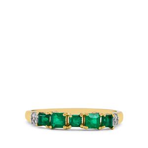 Panjshir Emerald & Diamond 9K Gold Tomas Rae Ring ATGW 0.65ct