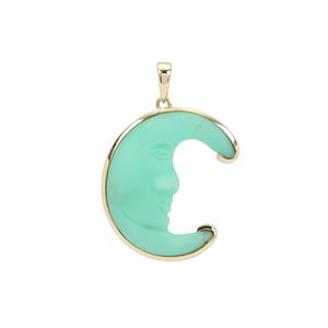  Lehrer Man in the Moon Mint Chrysoprase Pendant in 9K Gold 13.15cts