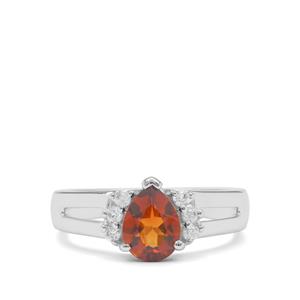 Madeira Citrine & White Zircon Sterling Silver Ring ATGW 1.15cts