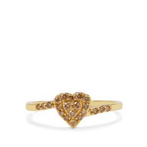 1/4cts Champagne Diamonds 9K Gold Ring 