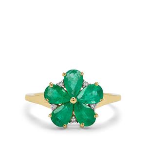 Zambian Emerald & Diamond 9K Gold Tomas Rae Ring ATGW 2cts