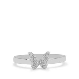 1/20ct Diamond Sterling Silver Butterfly Ring