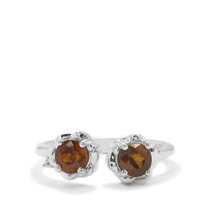 Morafeno Sphene Ring with White Zircon in Sterling Silver 1.30cts