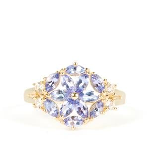AA Tanzanite Ring with White Zircon in 9K Gold 1.39cts