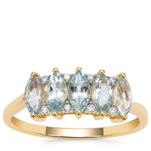 Santa Maria Aquamarine Ring with Diamond in 9K Gold 1.05cts
