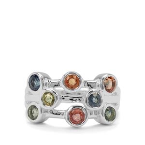 2ct Tunduru Multi-Colour Sapphire Sterling Silver Ring