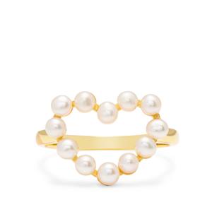Freshwater Cultured Pearl Gold Tone Sterling Silver Heart Ring 