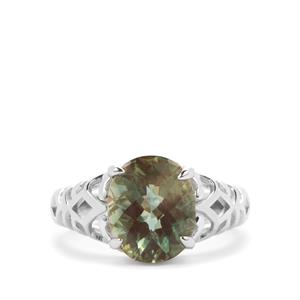 3ct Green Colour Change Andesine Sterling Silver Ring
